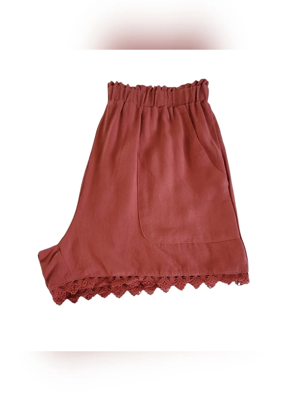 Emery Rose Terracotta Linen Shorts Paperbag Waist Pockets 4" Inseam Size XL NWT - Picture 4 of 7